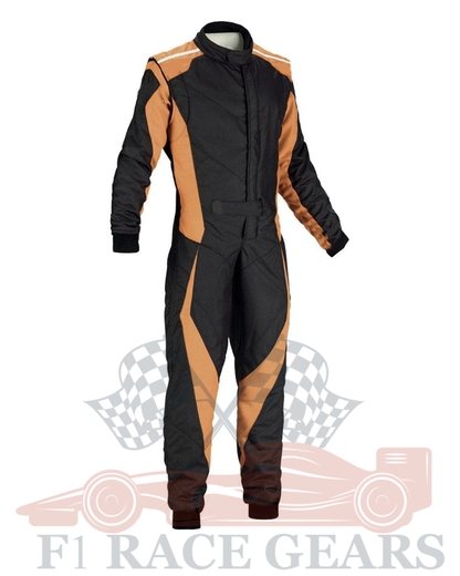 Go kart cardura black & orange race suit
