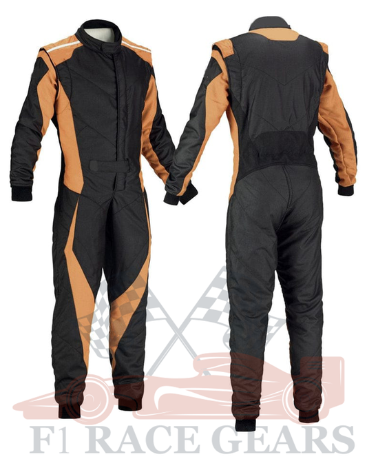 Go kart cardura black & orange race suit