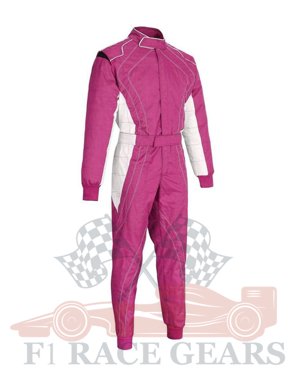 Pink and White women go kart cardura race suit