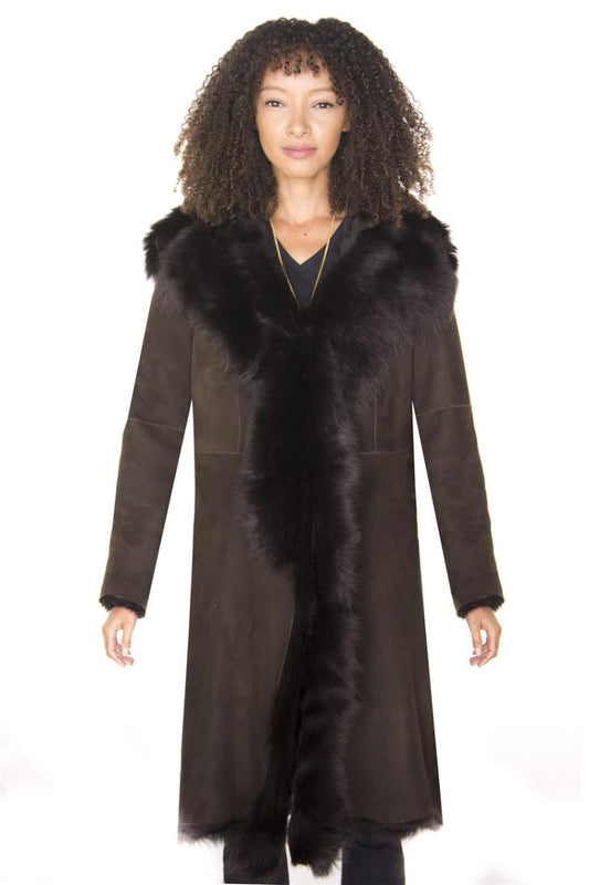 WOMENS TOSCANA SHEEPSKIN SUEDE TRENCH COAT-TBILISI