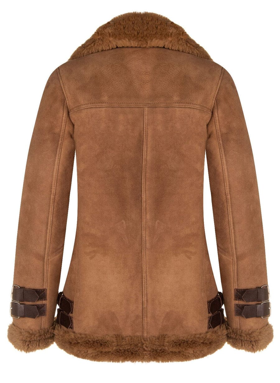 WOMENS SHEEPSKIN BIKER JACKET-ALAMAR