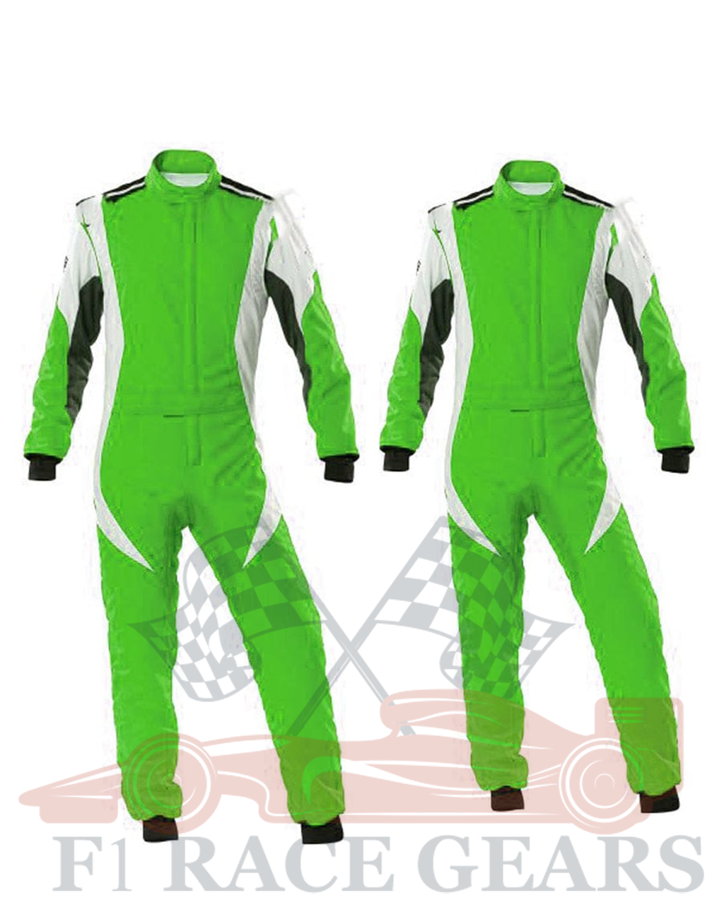 Go kart cardura race suit / Green, Black & White