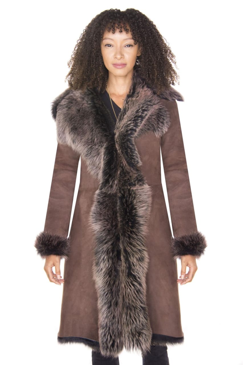 WOMENS TOSCANA SHEEPSKIN SUEDE TRENCH COAT-TBILISI