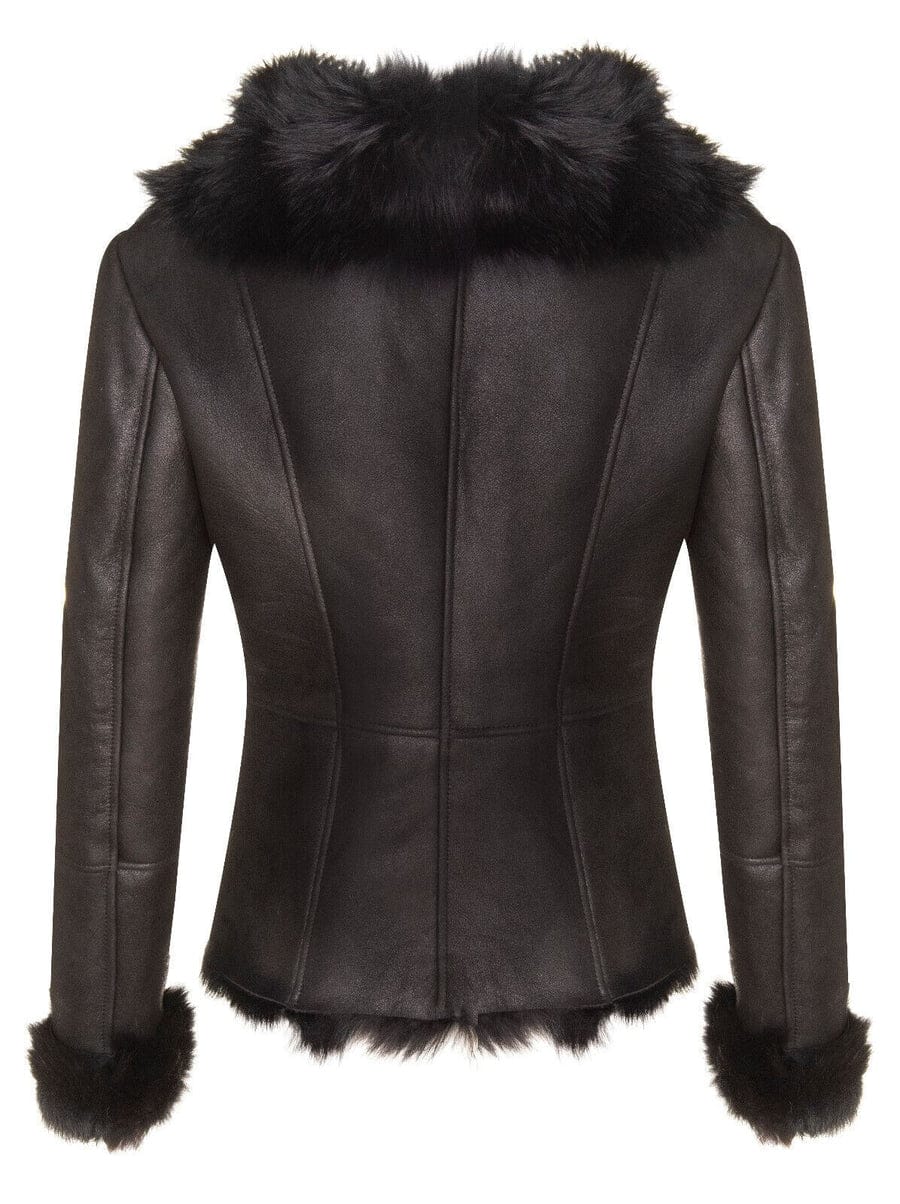 WOMENS TOSCANA SHEEPSKIN BIKER JACKET-APOPA