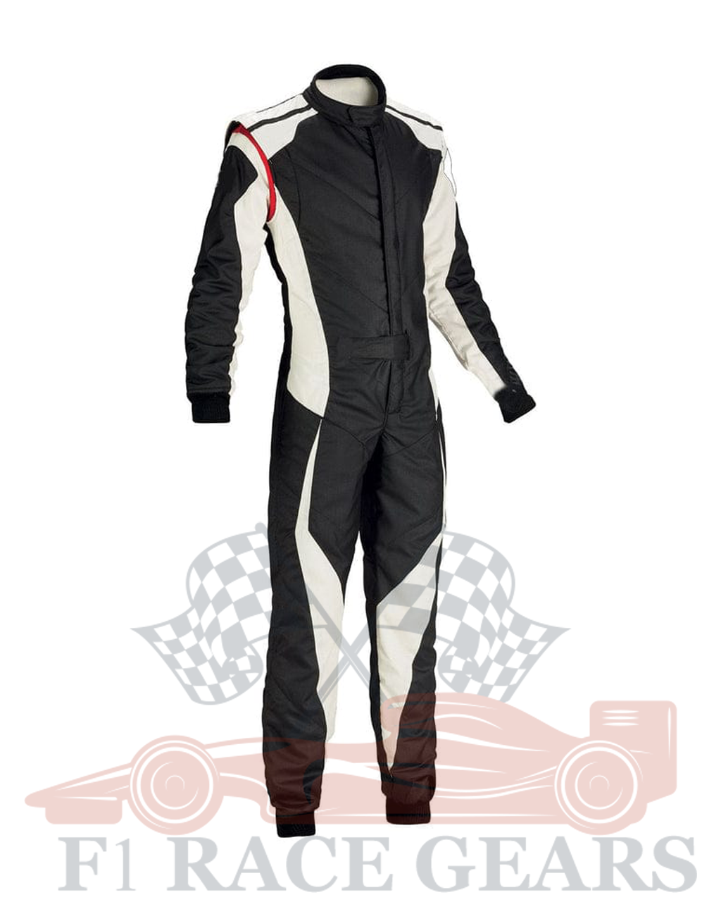 Black and white go kart cordura race suit