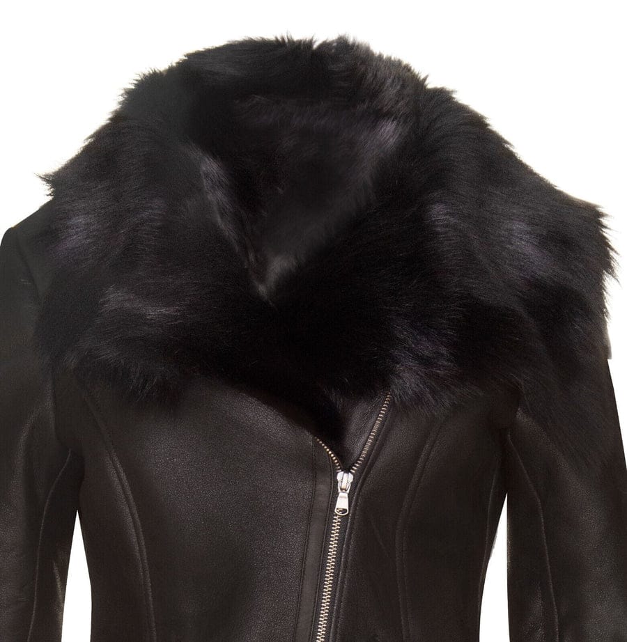 WOMENS TOSCANA SHEEPSKIN BIKER JACKET-APOPA