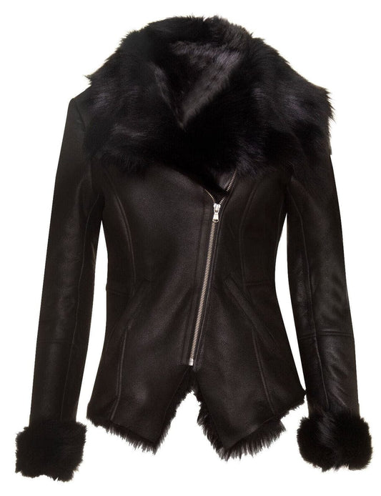 WOMENS TOSCANA SHEEPSKIN BIKER JACKET-APOPA