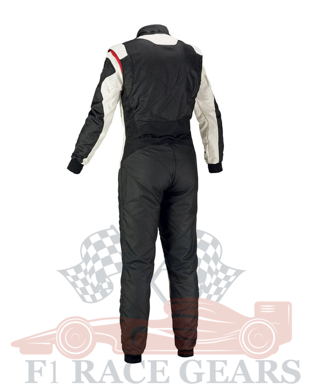 Black and white go kart cordura race suit