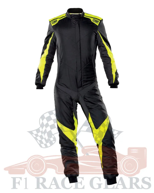 F1 Go kart embroidery OMP one Evo X professional replica kart race suit, black fluo yellow My Store