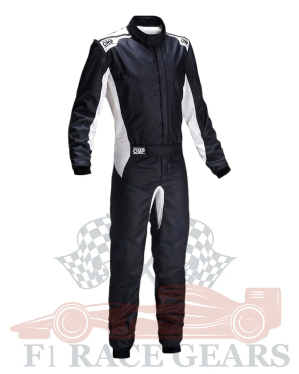 F1 Go kart embroidery OMP one-s replica kart race suit, black white My Store