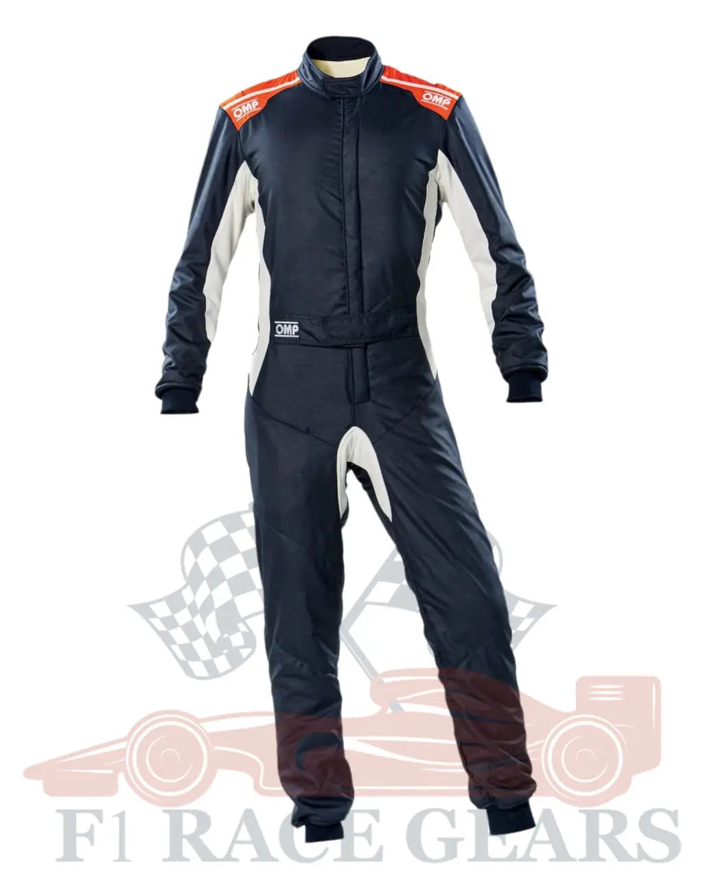 F1 Go kart embroidery OMP replica kart race suit, blue navy silver and Red My Store