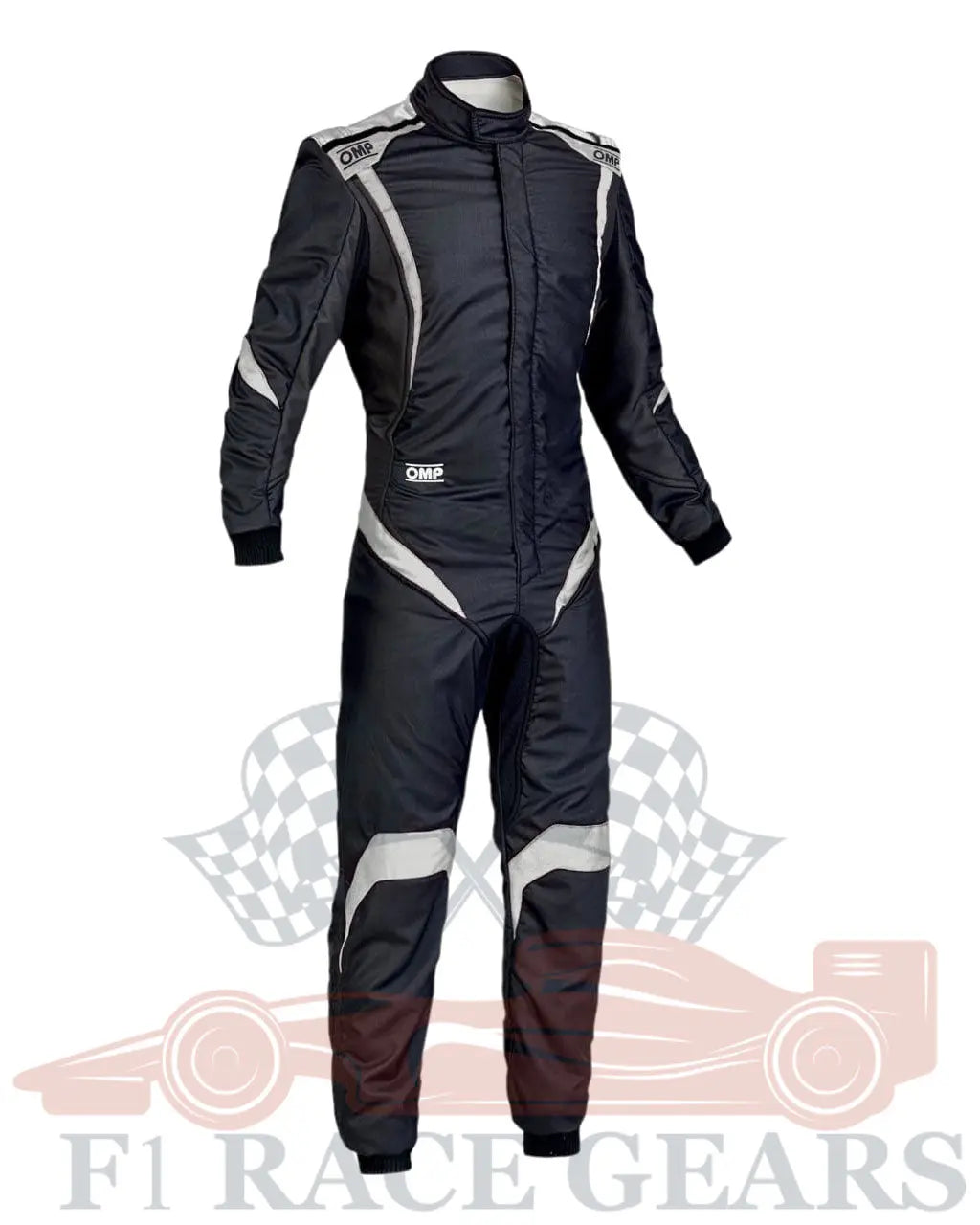 F1 go kart printed  omp one-S1 replica  race suit Black silver My Store