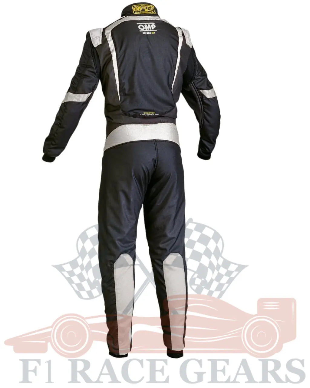 F1 go kart printed  omp one-S1 replica  race suit Black silver My Store