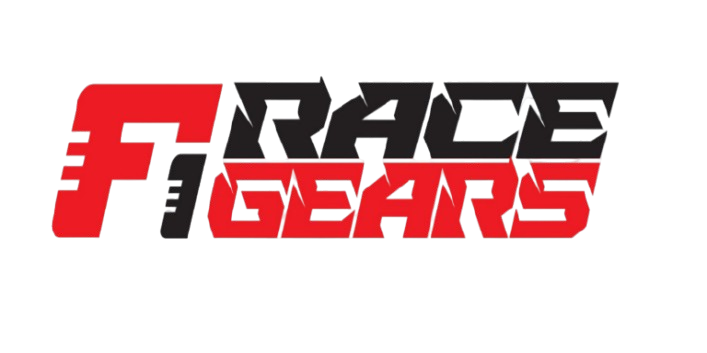 Logo of 'Race Gears' with a stylized letter 'F' on a white background