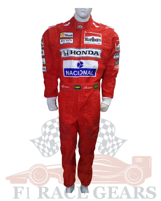 F1  go kart  ayrton senna 1991 replica printed Race suit For F1 FANS 