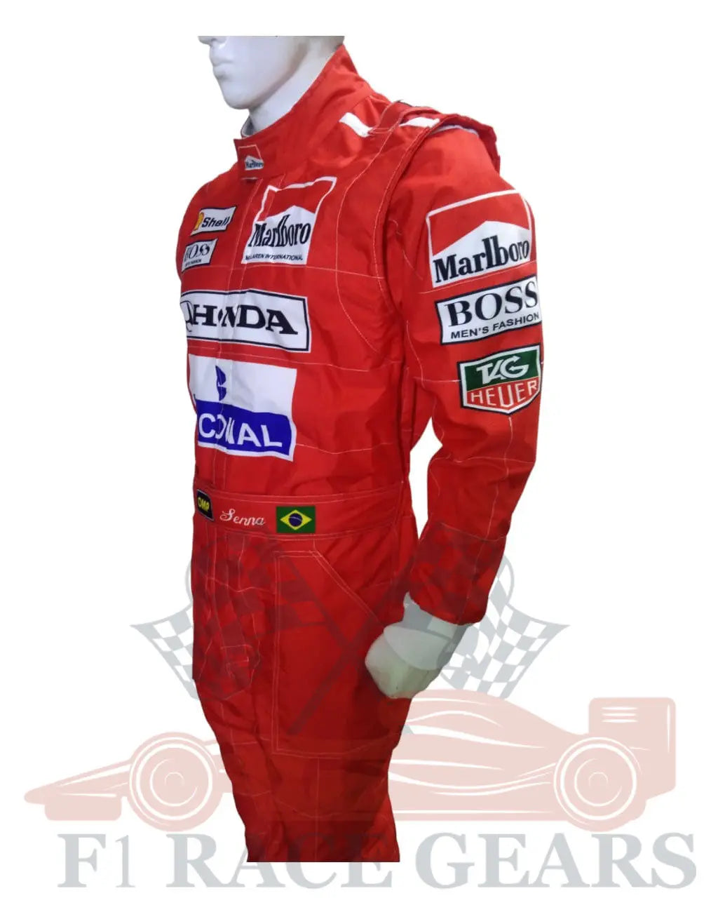 F1  go kart  ayrton senna 1991 replica printed Race suit For F1 Fans