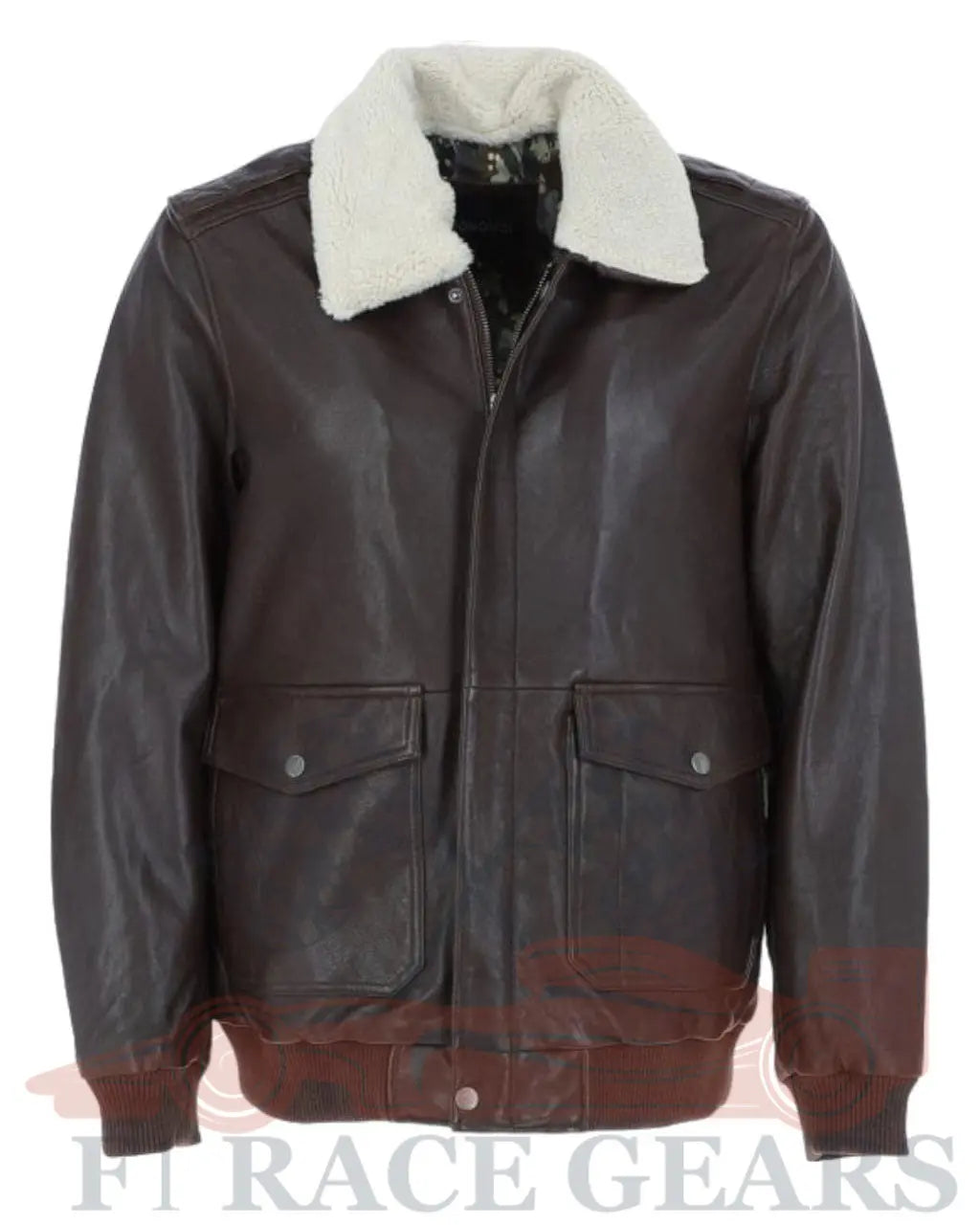 Leather Bomber Jacket With Detachable Collar Dk/Wine: Urban My Store