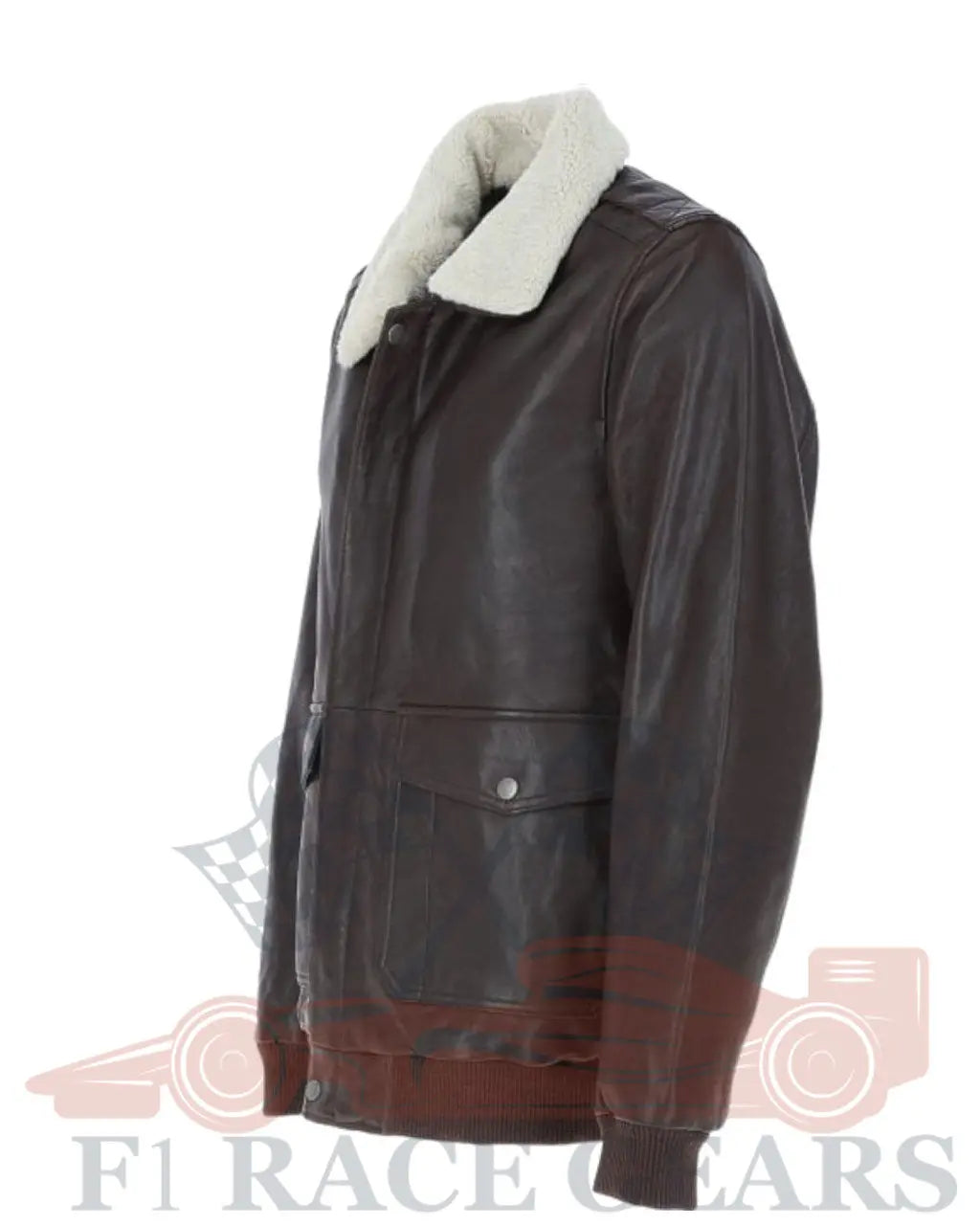 Leather Bomber Jacket With Detachable Collar Dk/Wine: Urban My Store